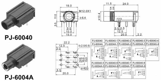 特价回馈 耳机插座6.35系列pj-604a 卧式耳机插口立体声插座