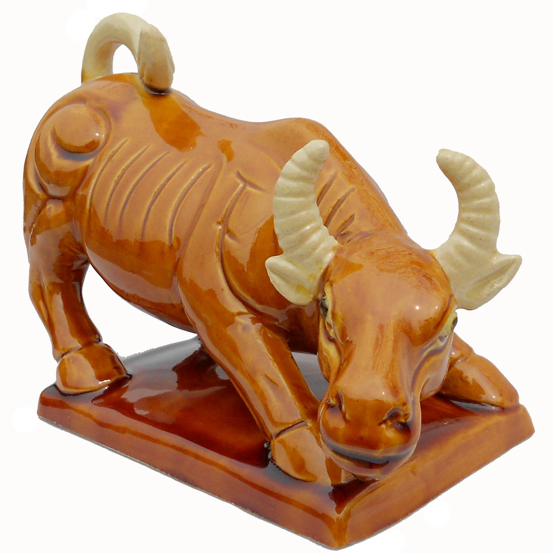 唐三彩牛陶瓷牛黄牛水牛生肖牛摆件工艺品礼品家居装饰品摆