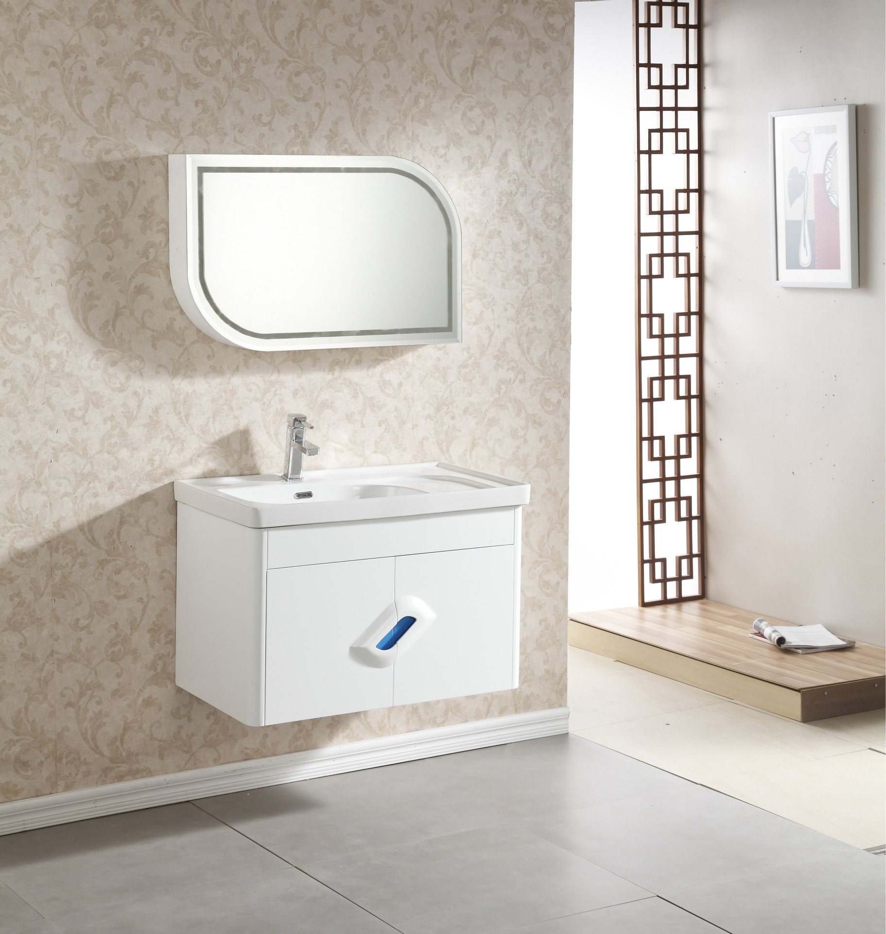 厂家批发 多层实木 80cm浴室柜 简约现代风格卫浴柜 组合挂墙柜 白色