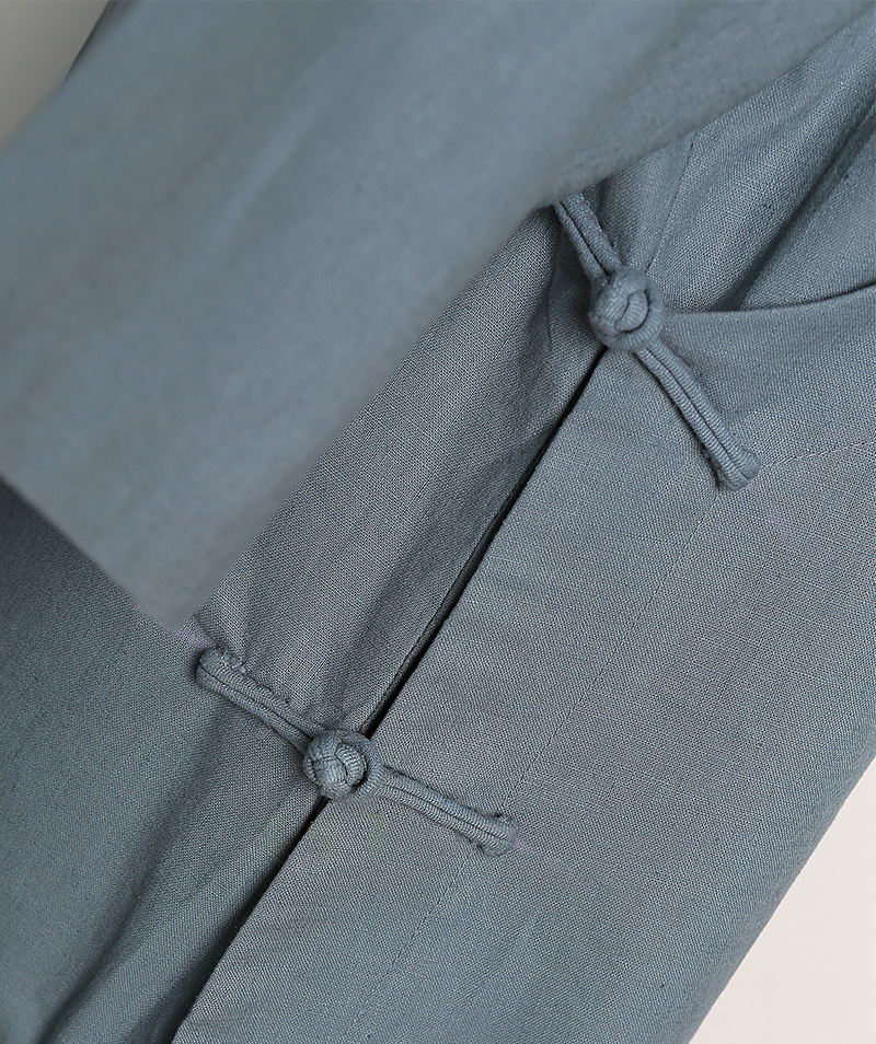 女圆领盘扣时尚大码长款改良复古棉麻修身民族风旗袍中式上衣唐装