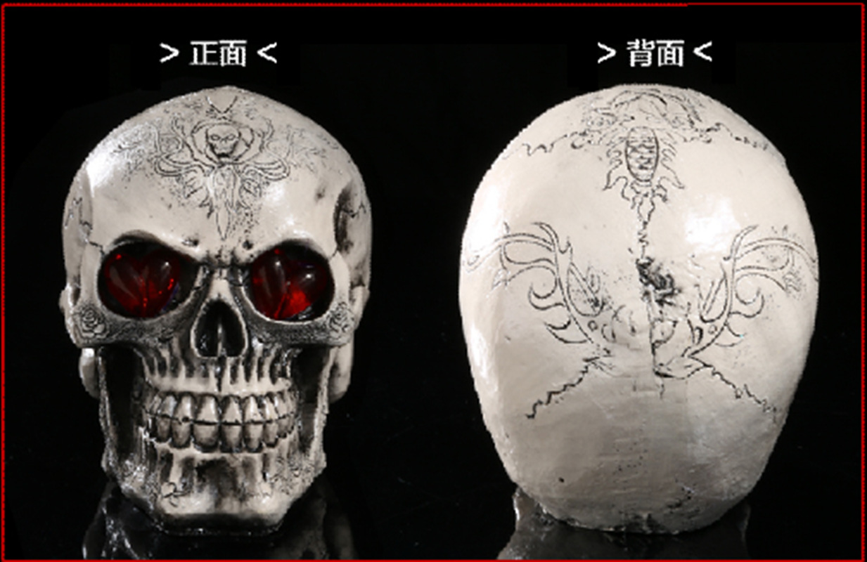 酒吧气氛摆设 场地布置道具树脂骷髅头恐怖创意led骷髅头搞怪道具