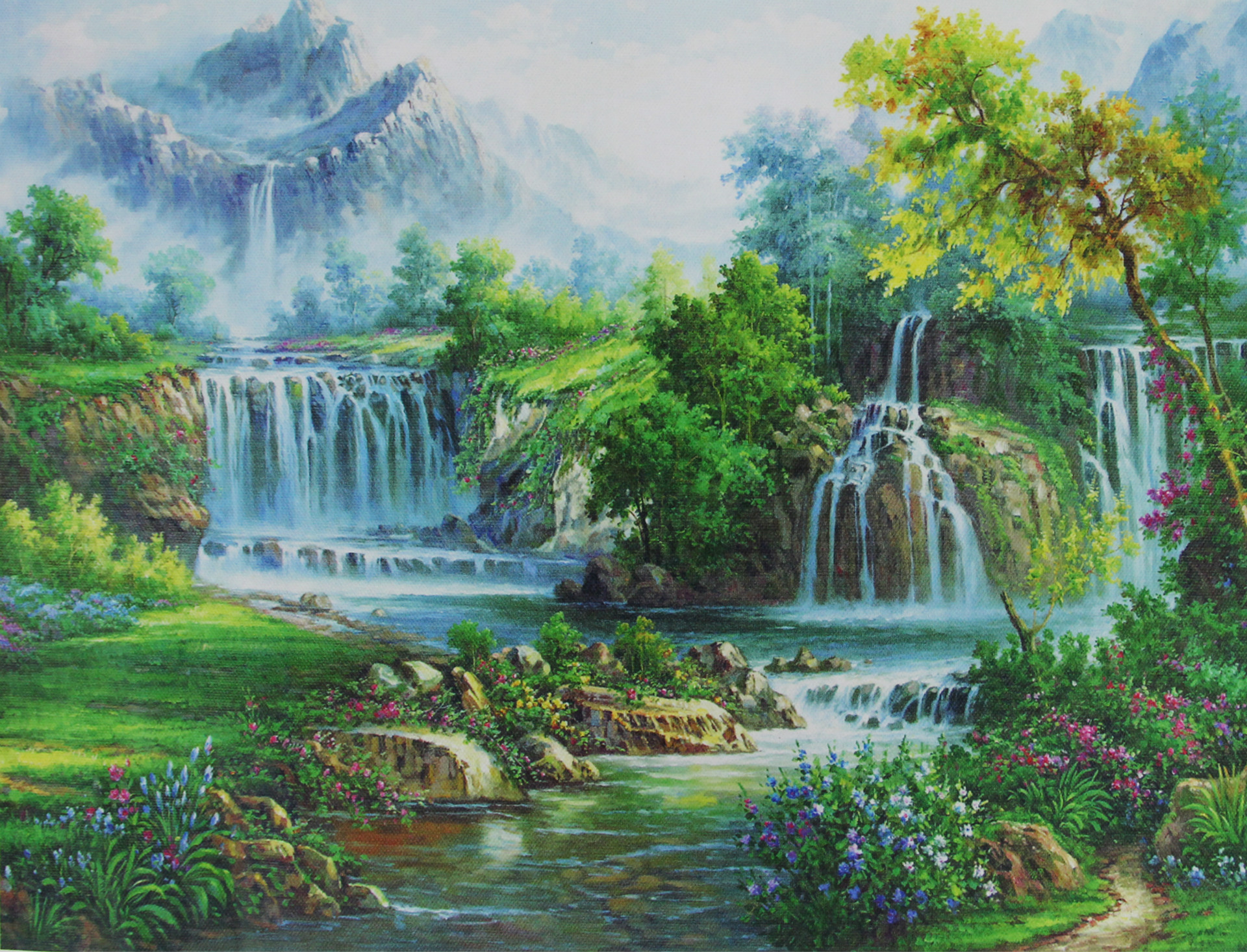 厂家批发高清喷绘印刷仿真油画 风景油画 居家装饰画 古典风景画