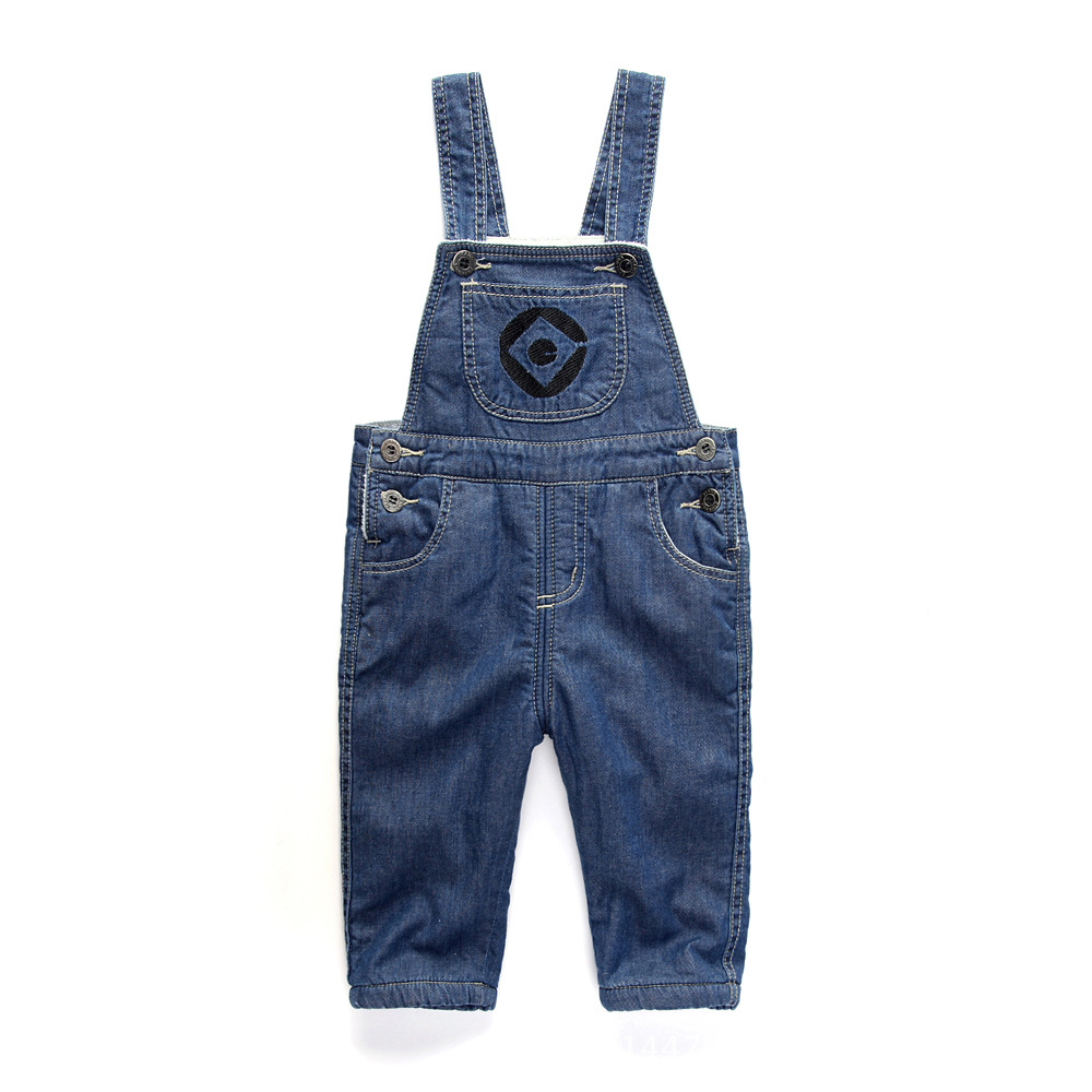 加厚加绒小黄人儿童背带裤牛仔裤~低价清~售完不补