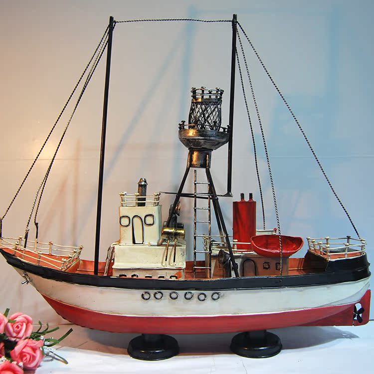 金属工艺品 欧美复古铁艺轮船模型 摄影创意家居摆件 送人必备