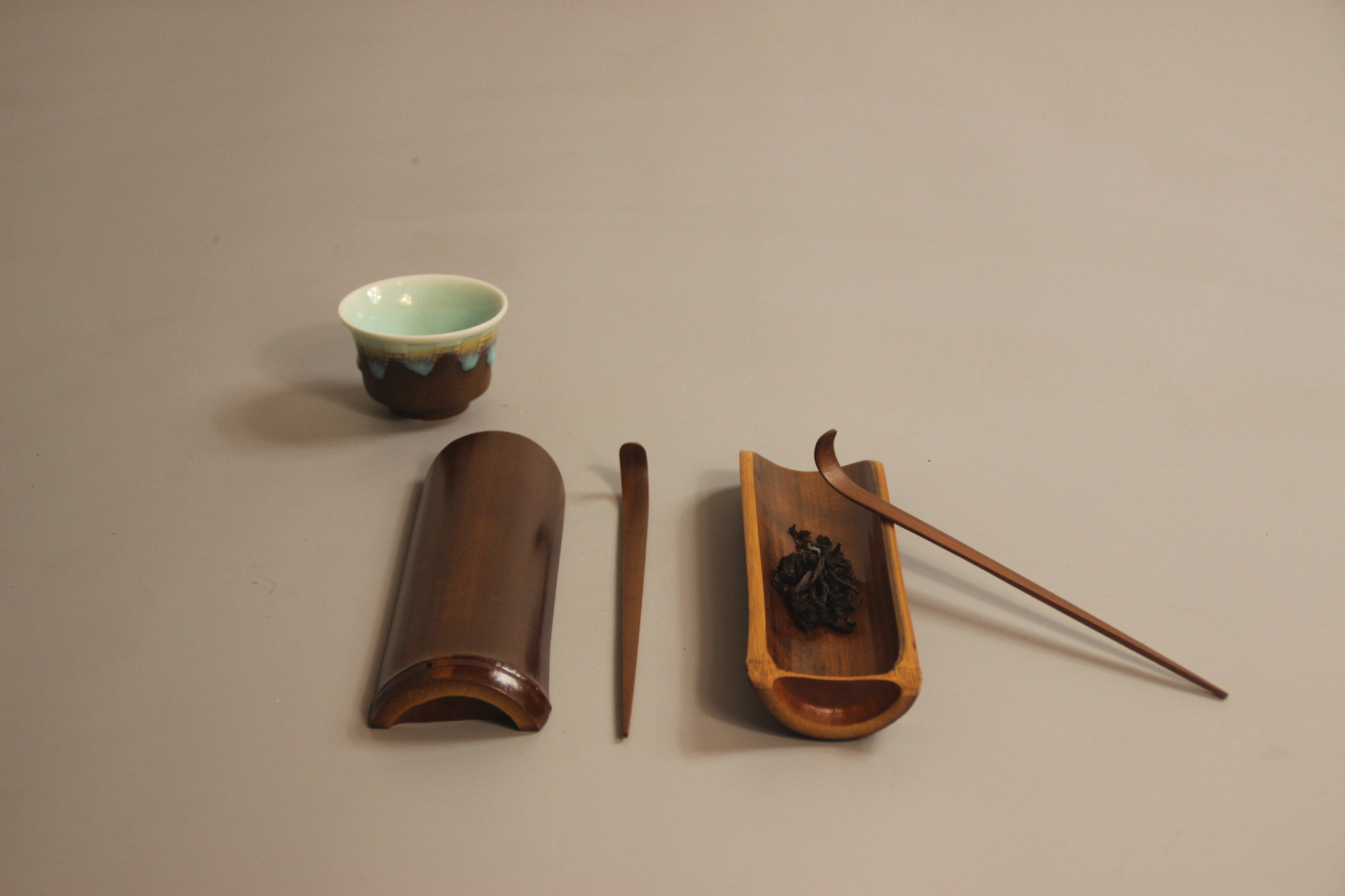 复古竹制功夫茶具 竹茶荷 六君子茶道配件