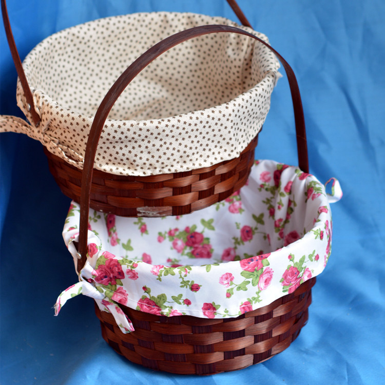 日用百货 厨具 果篮 天然竹材料编织复古咖啡色水果篮 订制打样快