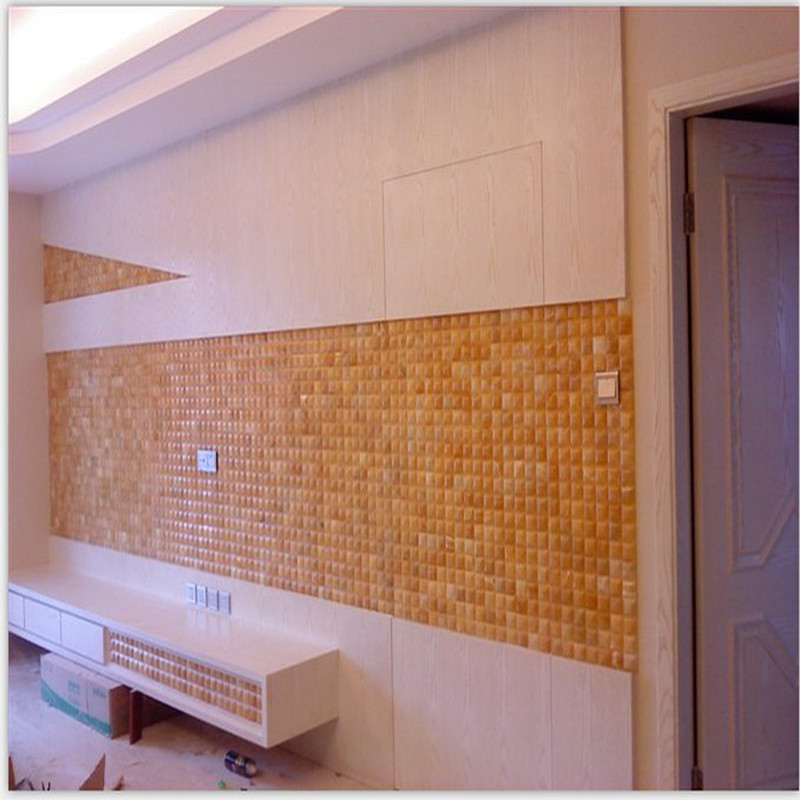 天然大理石松香玉马赛克背景墙 汉白玉加米黄玉颗粒可定制生产