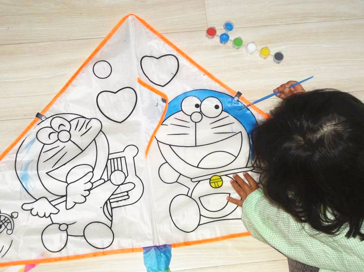 儿童风筝diy风筝三角风筝空白教学绘画填色涂鸦小风筝亲子