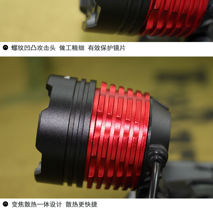 罗门户外LED远射充电强光头灯加工定制-变焦防水黄光狩猎骑行