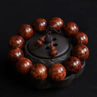 厂家批发 赞比亚血檀佛珠20mm男款手工紫檀满留疤木质手链