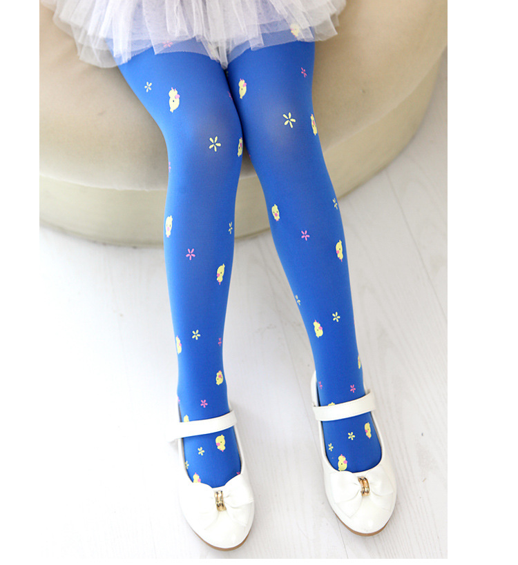 春夏款儿童印花天鹅绒连裤袜糖果色弹力女童舞蹈丝袜打底九分袜裤