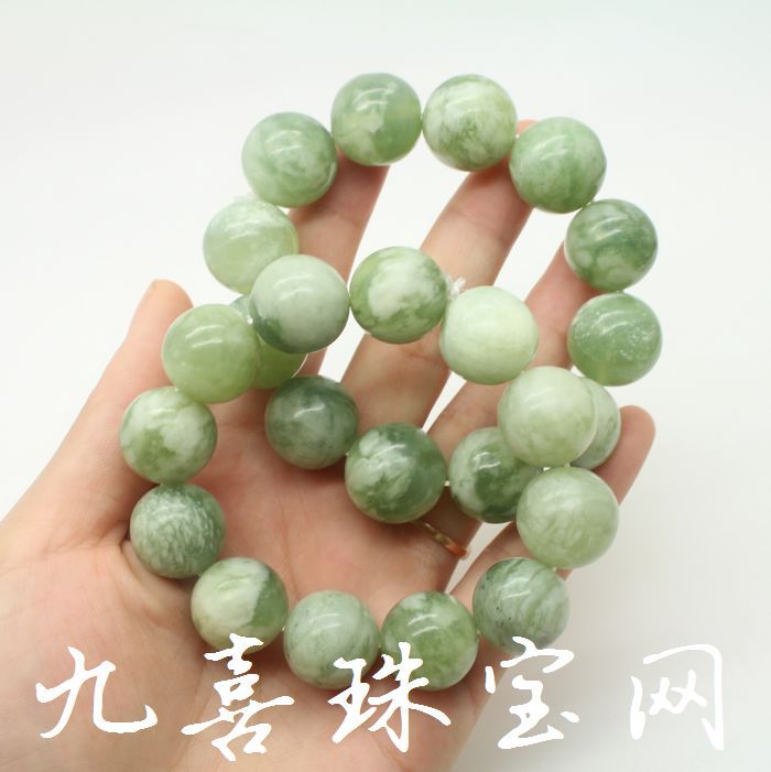 天然蓝田玉玉石手链17毫米玉器圆珠手串创意会销礼品工艺品