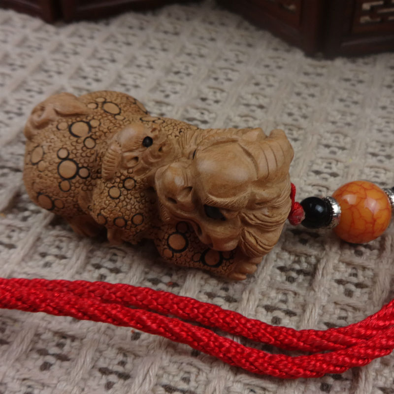 厂家货源 批发 桃木母子貔貅手把件串车挂桃木配件手工雕刻工艺品