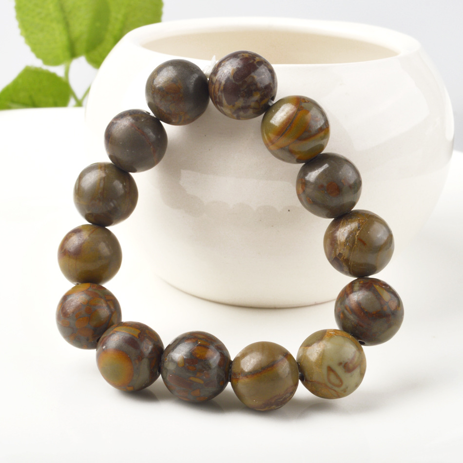 供应天然高档女娲石佛珠手链 女士气质圆珠保平安手串厂家批发