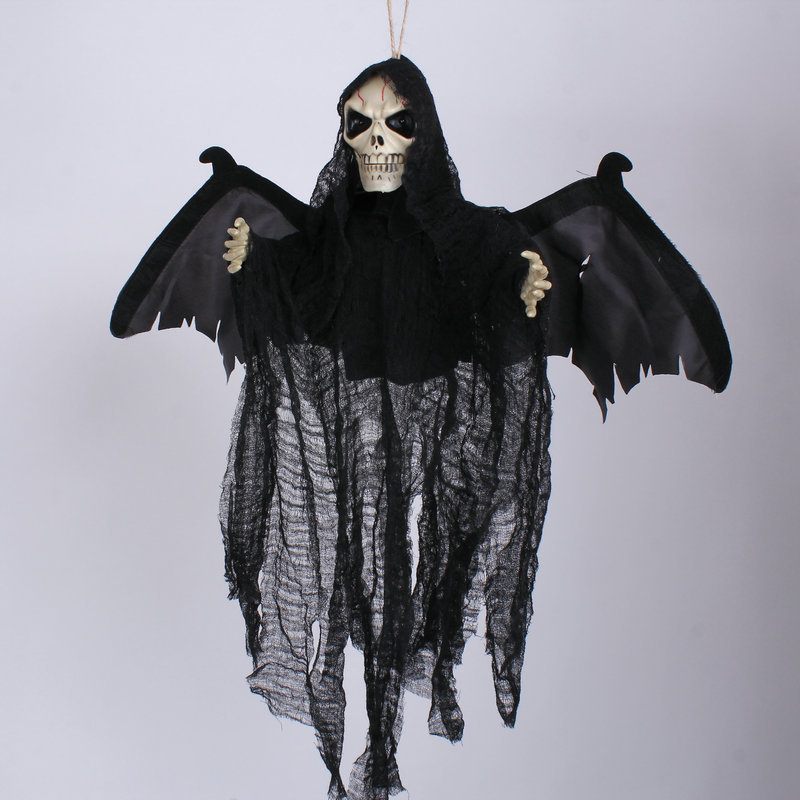 万圣节鬼屋场景装扮道具恐怖幽灵蝙蝠吸血鬼骷髅脸发光发声吊鬼