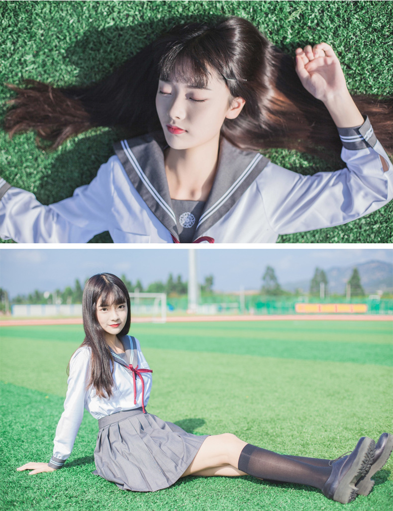 日系二本长袖jk水手服中学生制服裙班服校园风女生cosplay校服