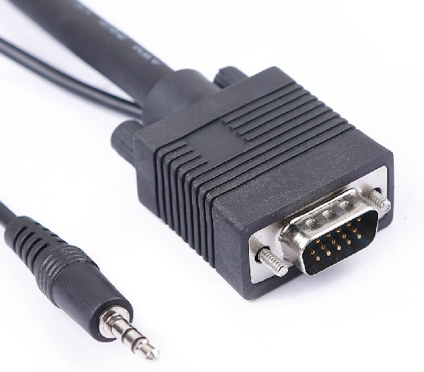 vga(3 6)带音频连接线vga dc3.5公对公svga音视频转接线