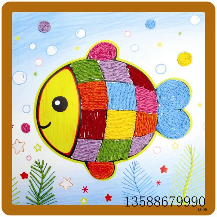 儿童创意diy纸绳画儿童手工包新款动手动脑手工益智玩具绳贴画