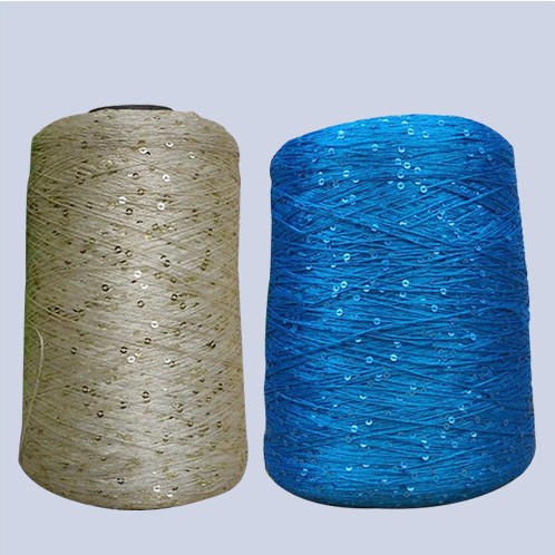 厂家直销100%涤纶珠片纱珠子纱亮片线特种花式纱工厂毛衣纱线