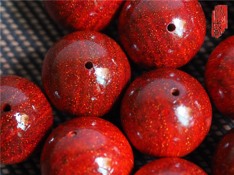 泓盛 赞比亚血檀精选2.0x12佛珠手串颗颗顺纹酷似小叶.