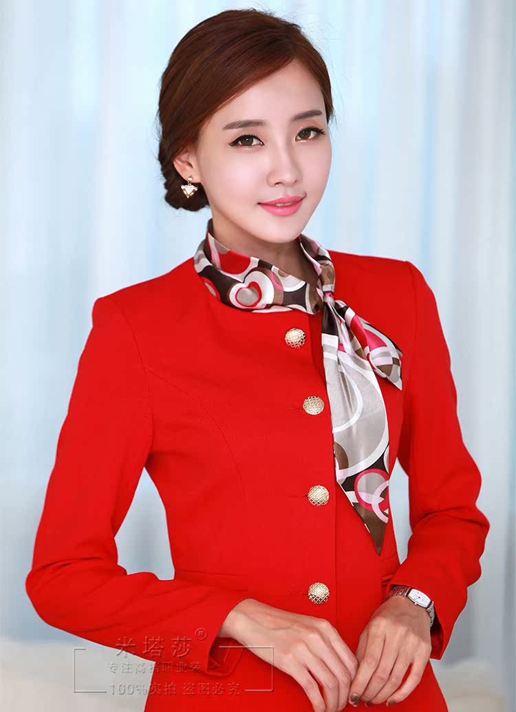 米塔莎秋冬高档品牌职业装套装女装时尚空姐制服酒店工作服8068