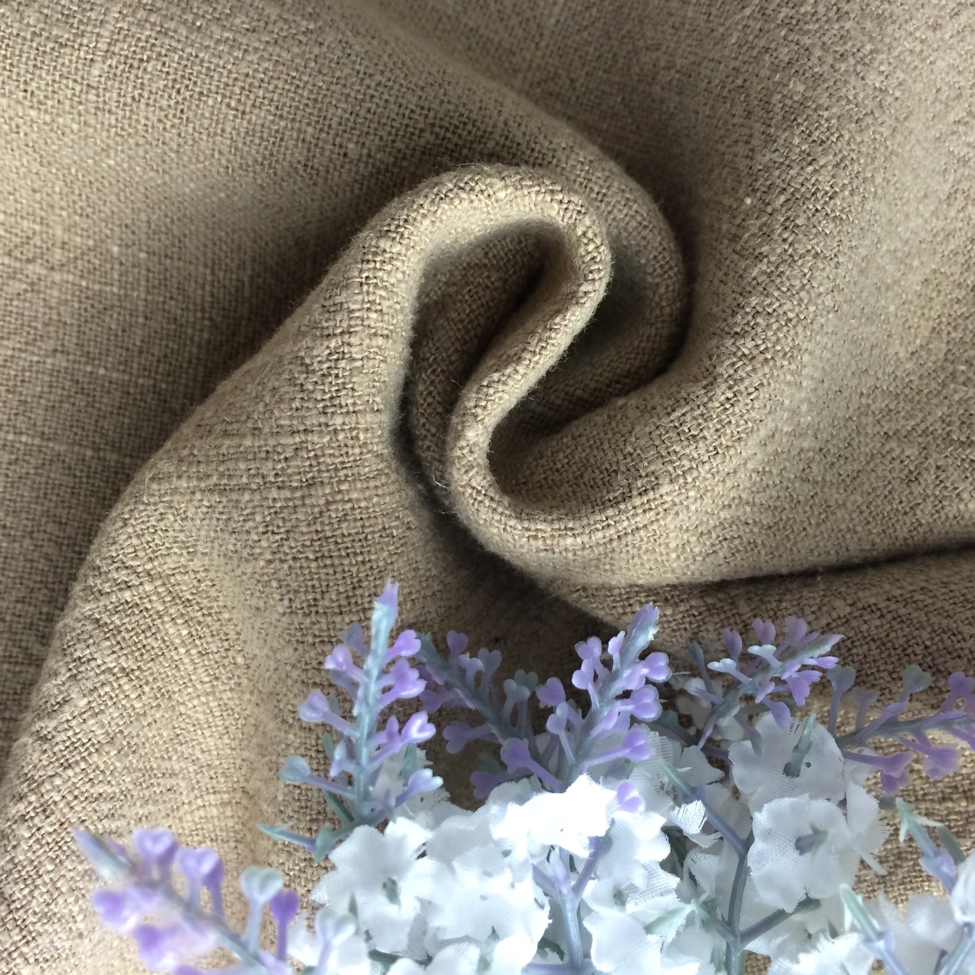 竹节亚麻棉加厚皱布料 纯亚麻面料 棉麻混纺交织竹节麻肌理绉.