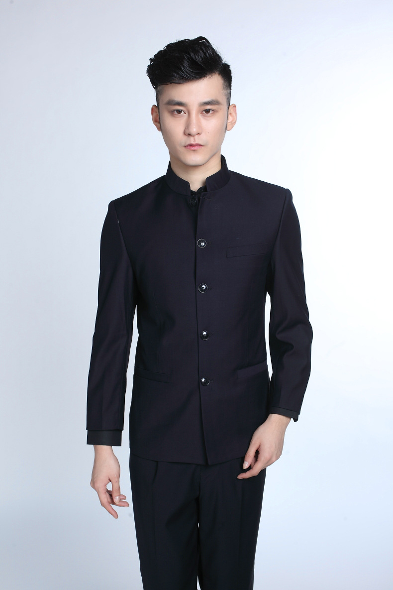 男士立领中山装西服 中华立领韩版西服修身新郎 结婚礼服时尚套装