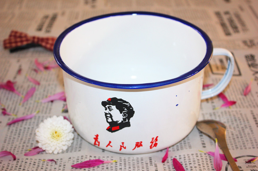 传统搪瓷快餐杯饭馆学生饭缸搪瓷缸子可定制logo