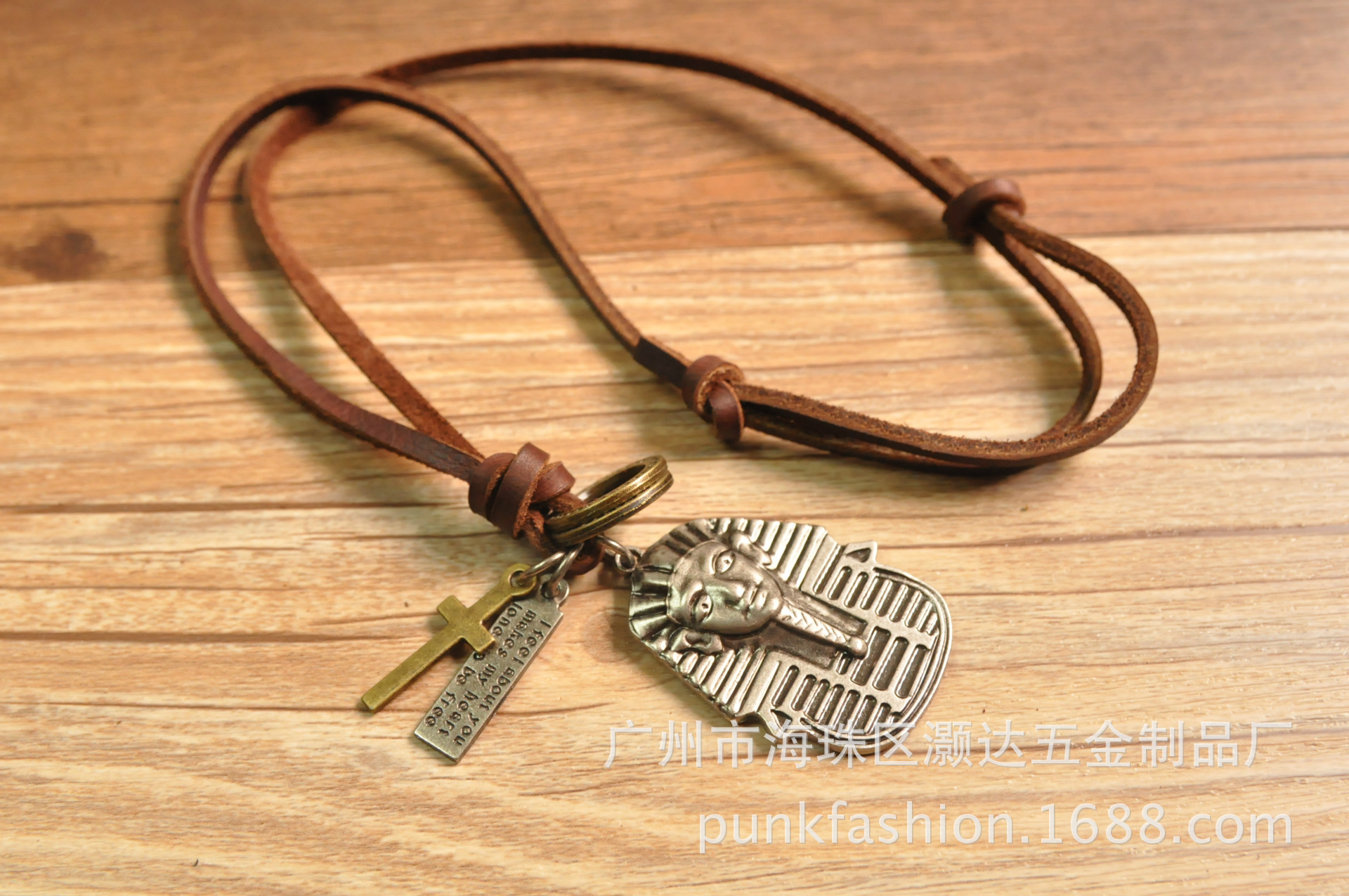 复古文艺挂链 法老王吊坠牛皮绳项链 长款毛衣链 棉麻配饰 热卖