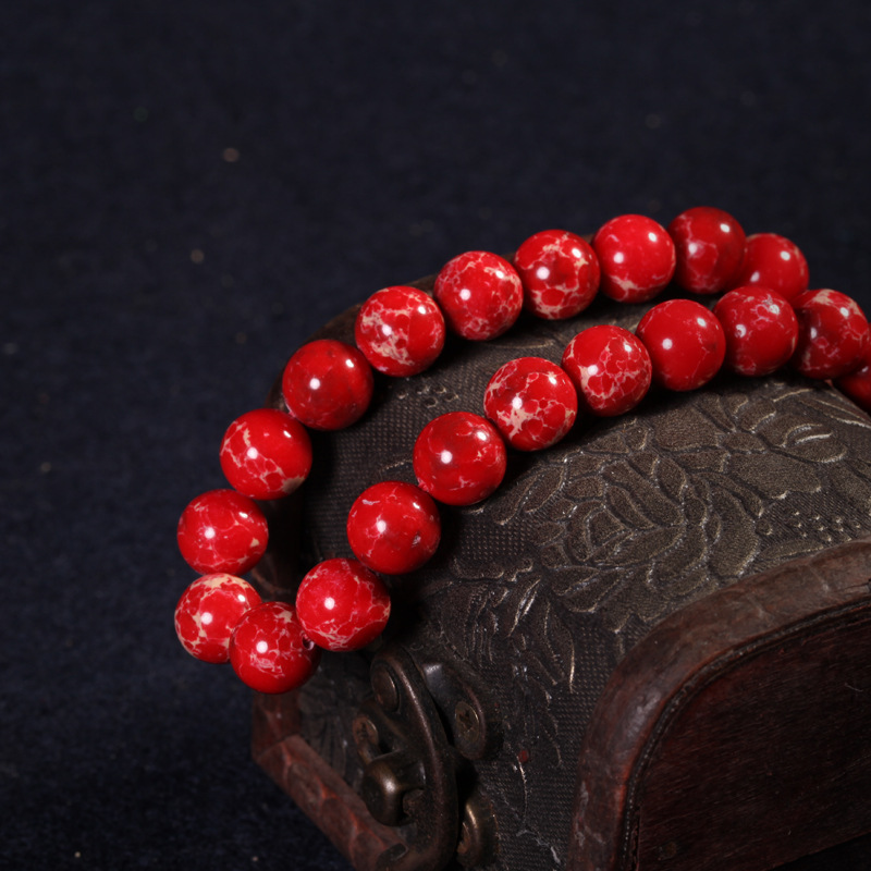 天然巴西红色帝皇石散珠半成品 diy佛珠手链配件材料散珠批发