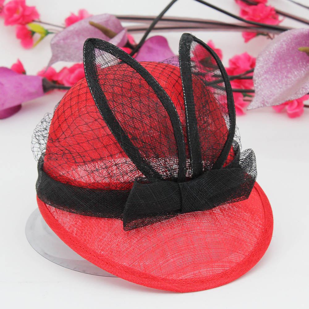 韩版可爱免耳朵网帽 圆顶女士时尚麻纱帽