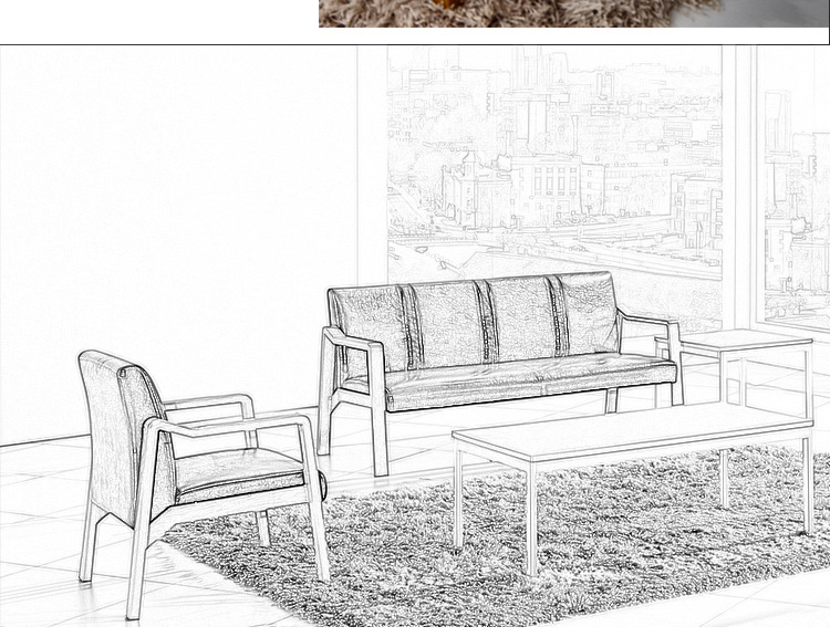 简约现代办公沙发 商务办公沙发茶几组合 五金钢架接待会客沙发