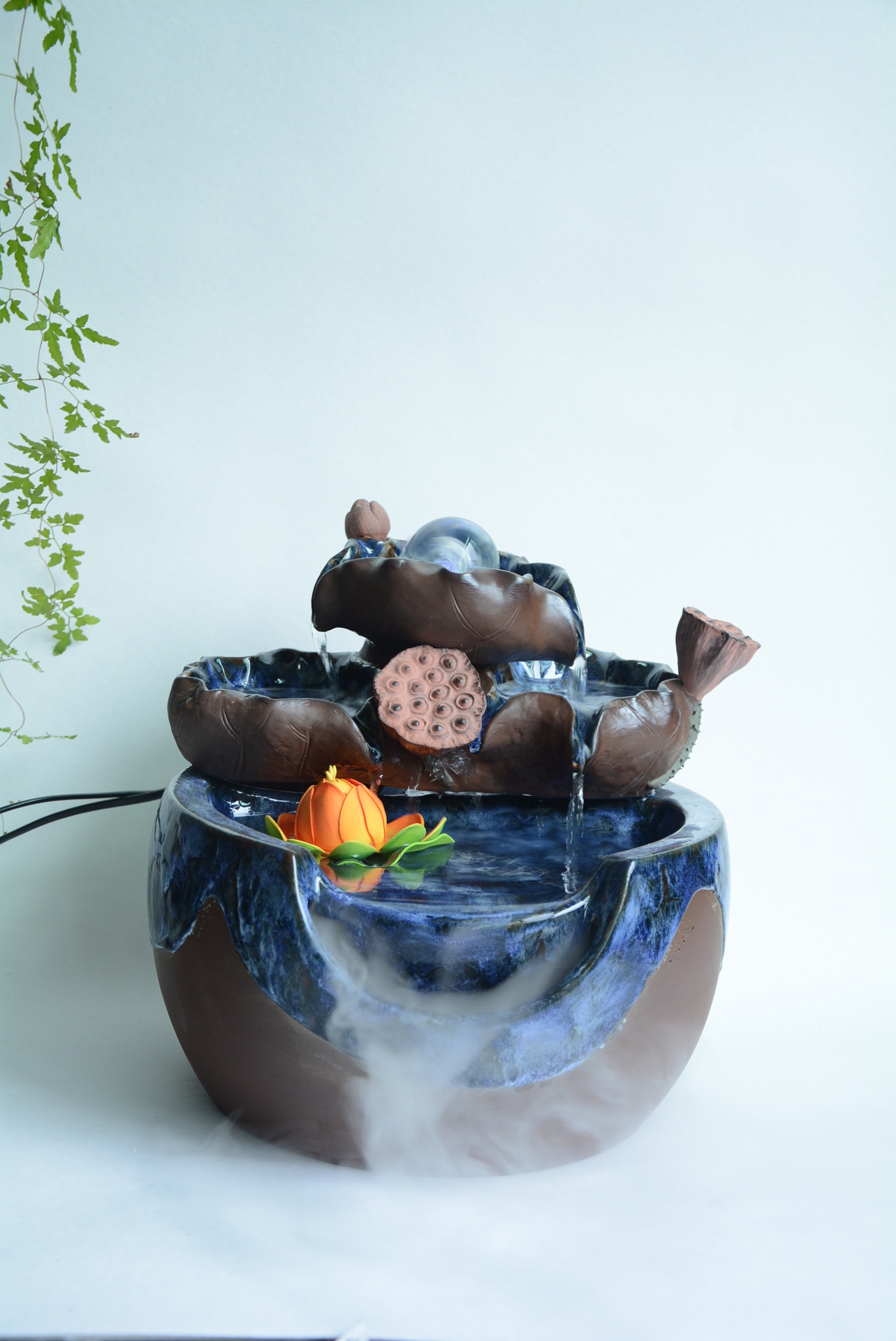 精美摆件 流水器 空气加湿器 高温窑变釉陶瓷 家居装饰摆