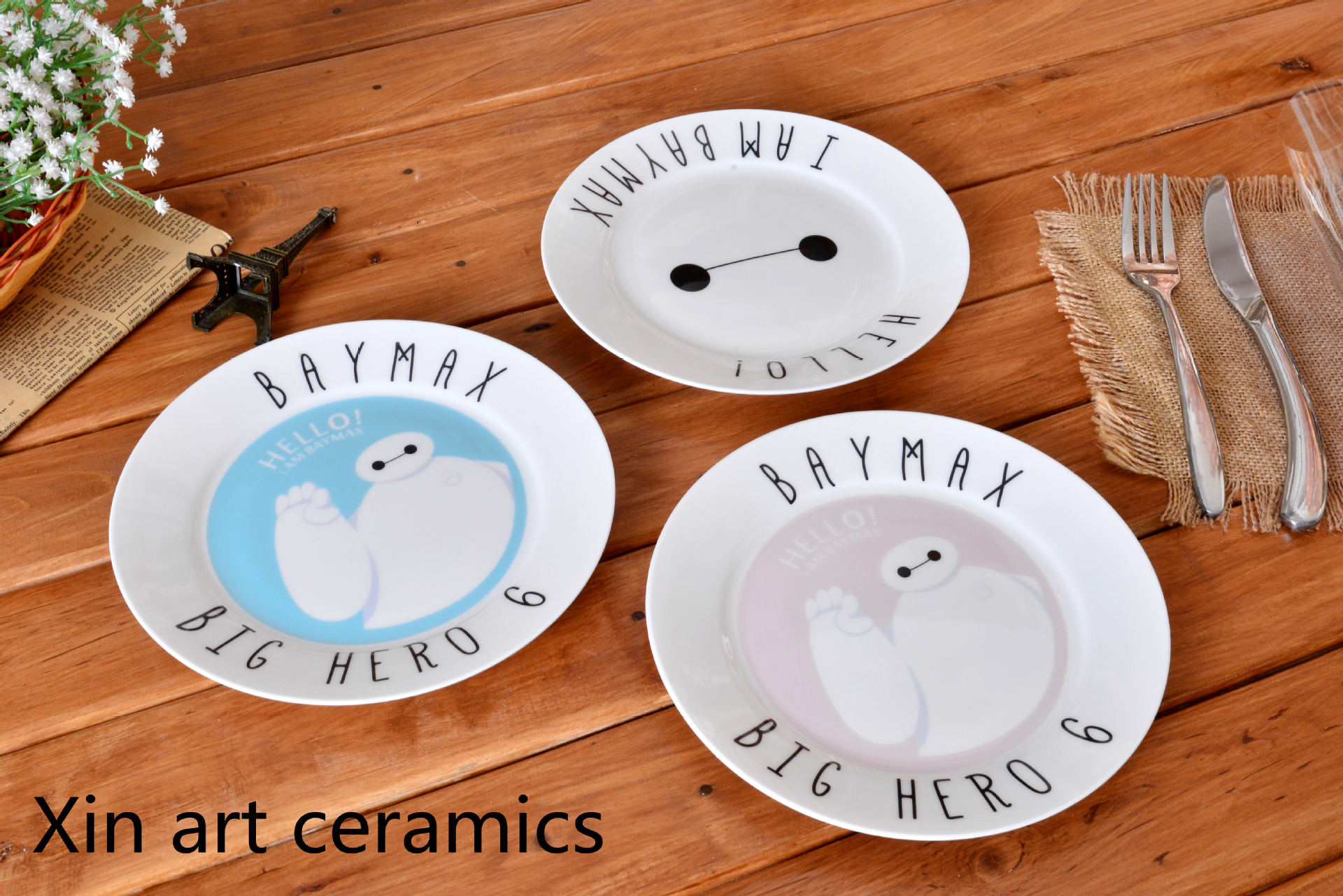 卡通大白baymax系列 骨瓷餐盘 甜品盘 水果盘 蛋糕盘 8寸平盘