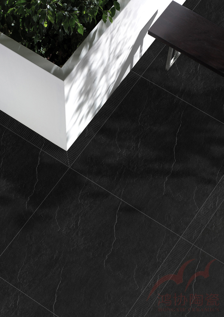 佛山通体黑砖客厅地砖600商业写字楼商铺防滑地板砖 天脉岩流金岩 hy