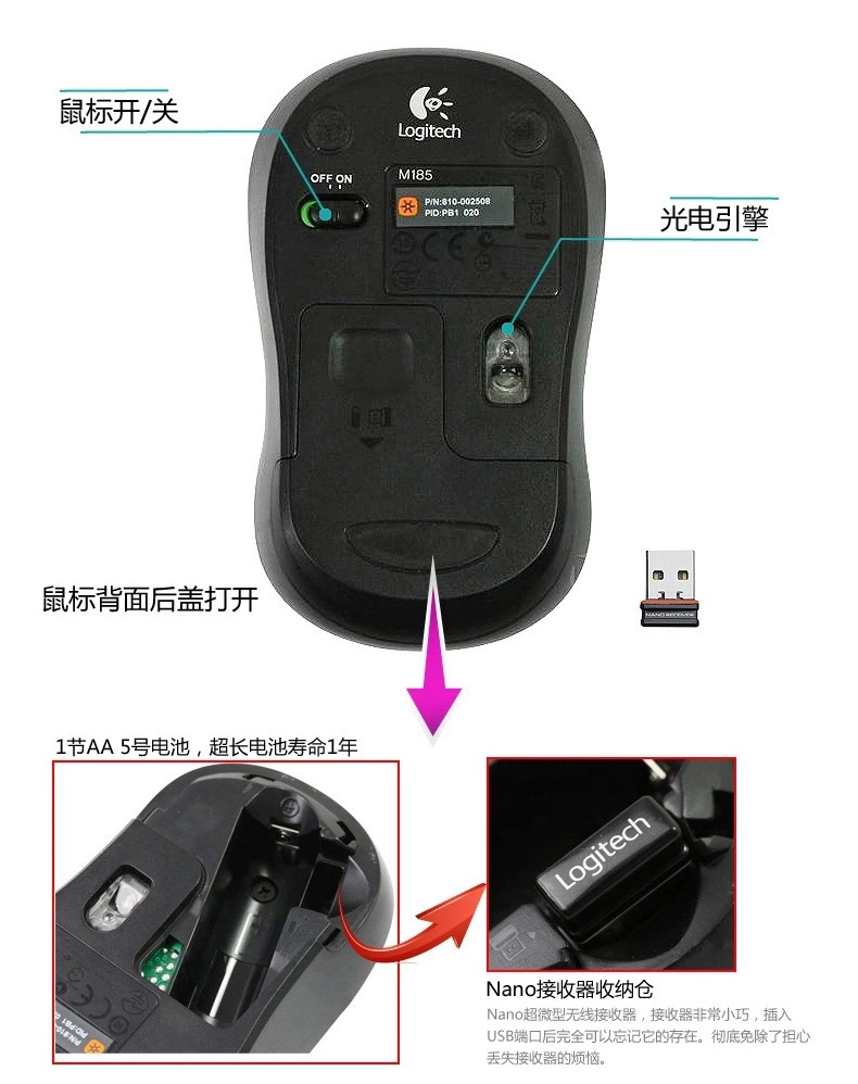 罗技无线鼠标m185电池能用多久_罗技m185鼠标没反应_罗技m185电池