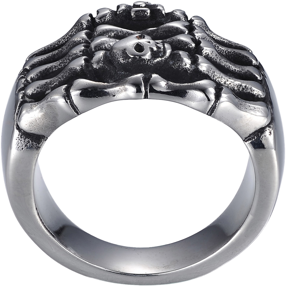 外贸热销 古银色10号不锈钢欧美风骷髅手小骷髅头男士戒指19.9mm