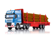 凯迪威合金工程车模型1：50木材运输车平板拖车卡车金属儿童玩具