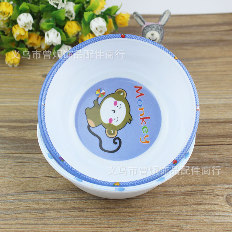 New Cartoon Imitation Porcelain Children's Bowl Tableware Color Plastic Bowl Children's Bowl Promotion 1 Yuan Store Wholesale