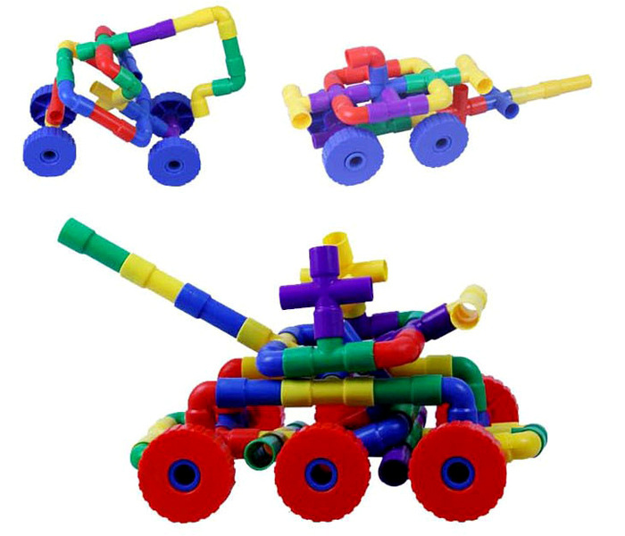 开发潜力拼装管道积木 幼儿园带轮式水管积