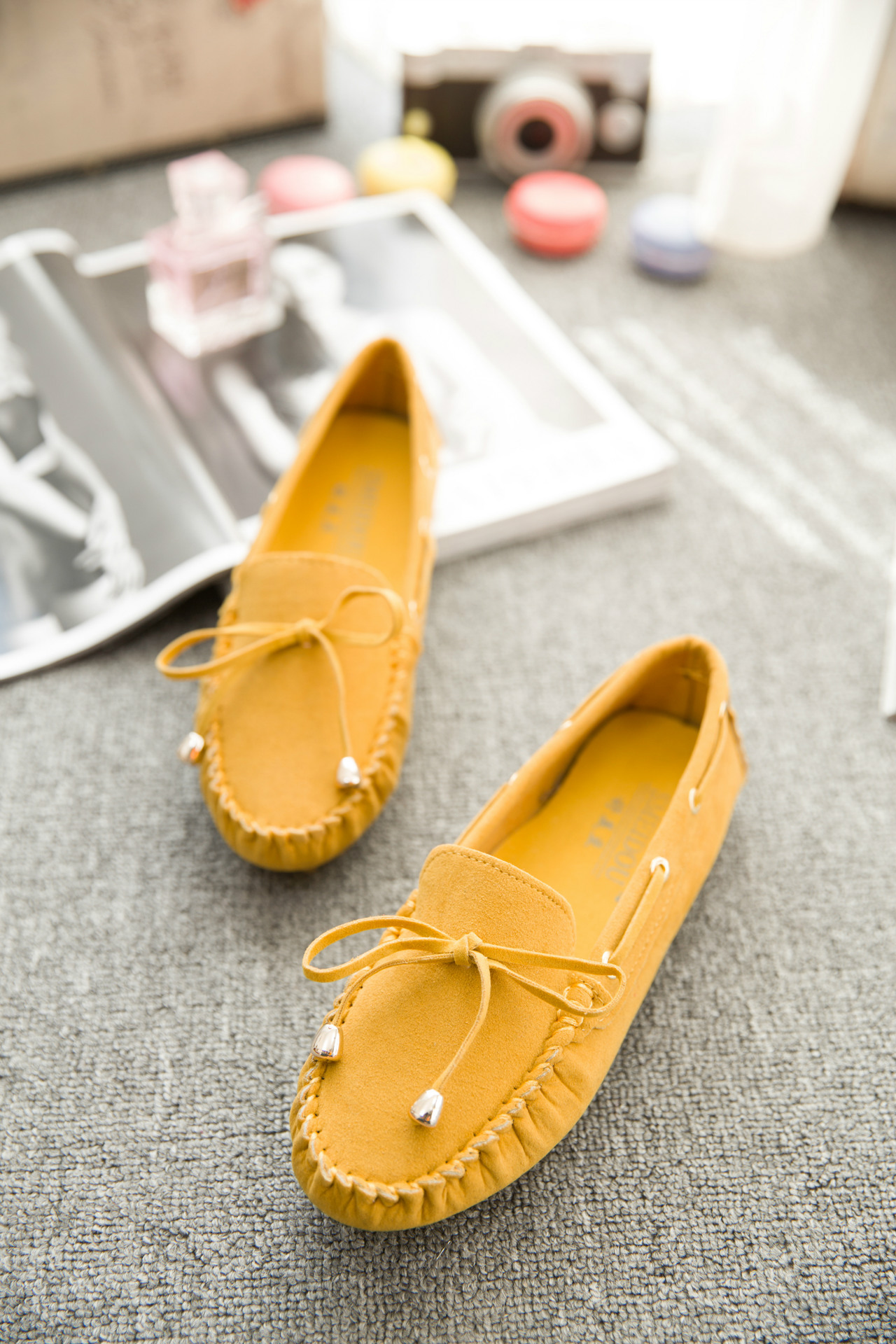 春秋季新款豆豆鞋女单鞋圆头浅口蝴蝶结通勤驾车鞋休闲孕妇妈妈鞋