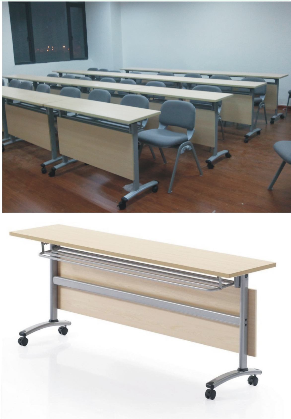 可折叠钢架培训桌大会议室带网架条桌多用途可折叠移动条桌