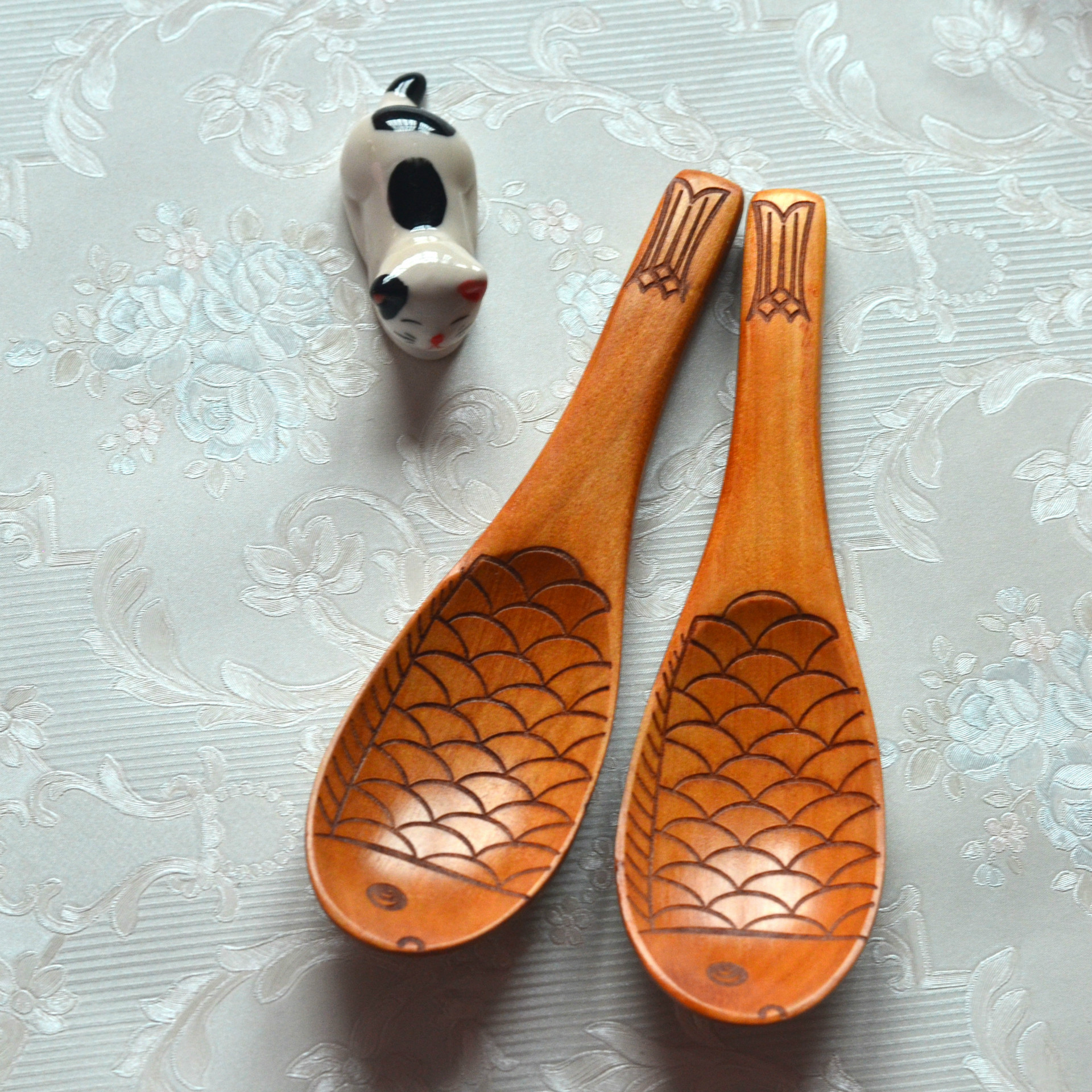 厂家直销创意荷木鱼形饭勺 手工雕刻木勺 可来样定制