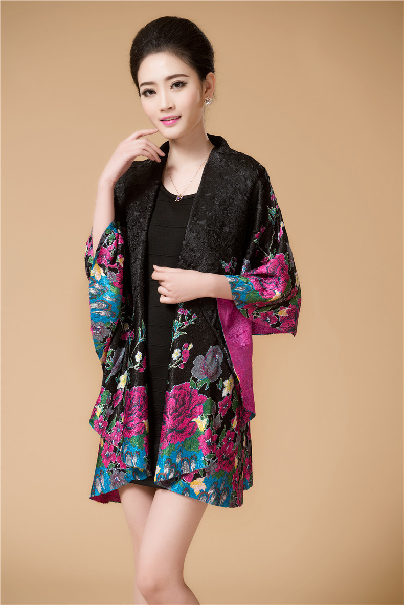 yce x双层披肩 春装真丝皱褶妈妈装披肩