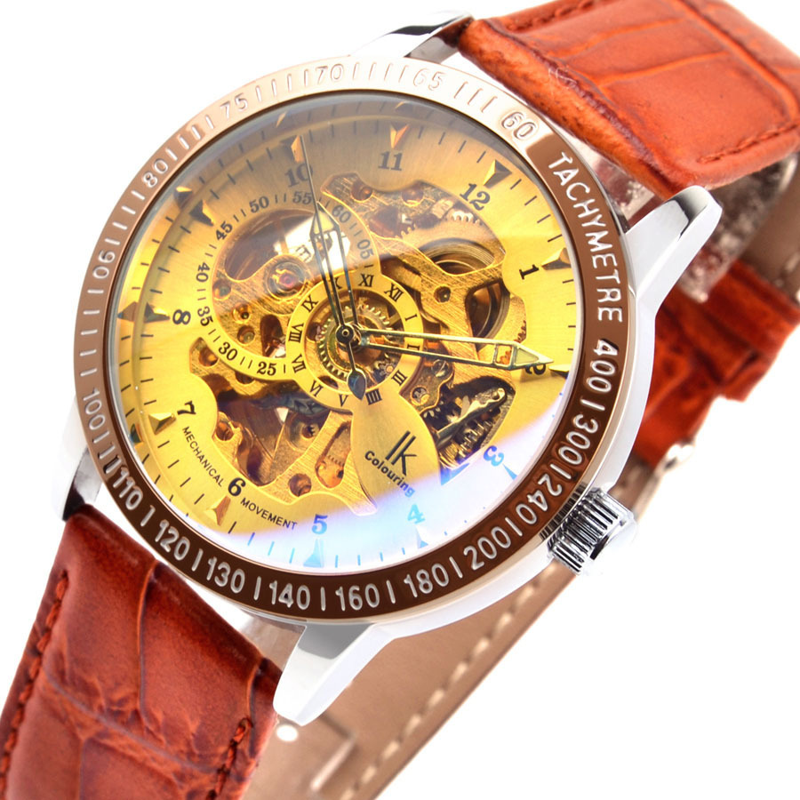 阿帕琦ikcolouring双面镂空全自动机械表透底皮带手表男表98226g