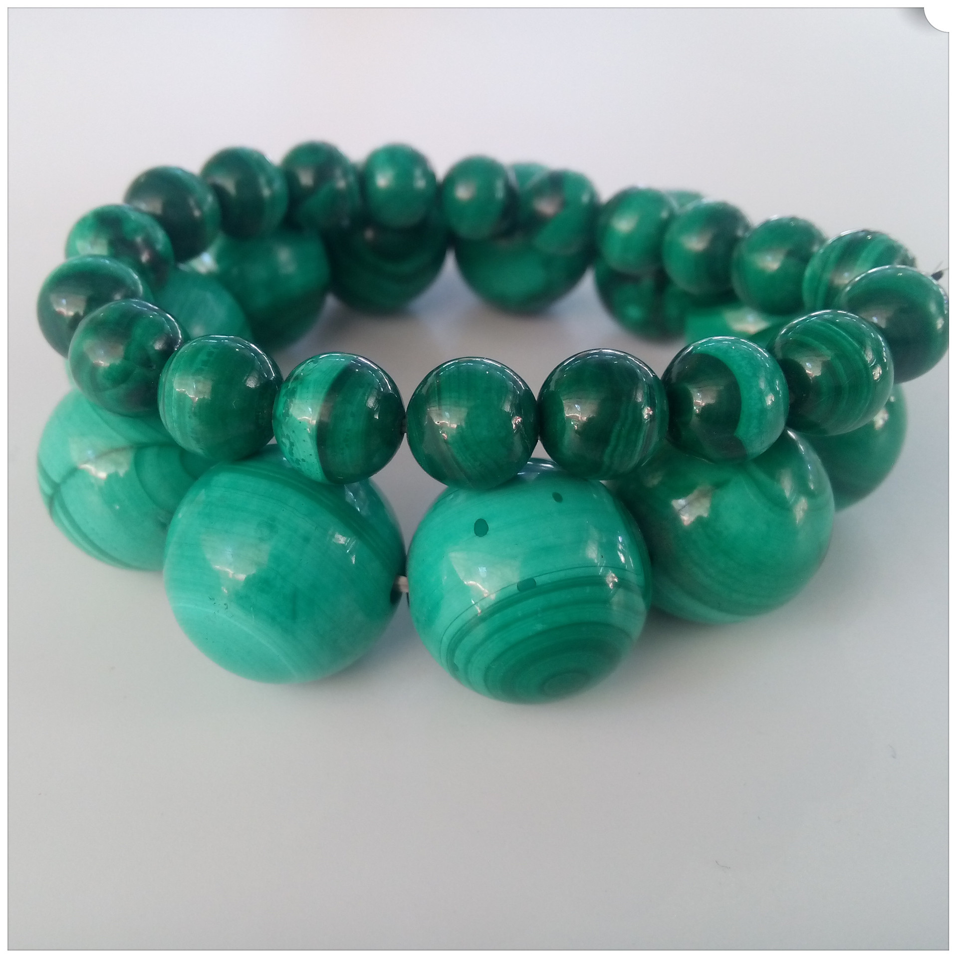 天然5a南非宝石级孔雀石2.0猫眼手串手链12颗佛珠