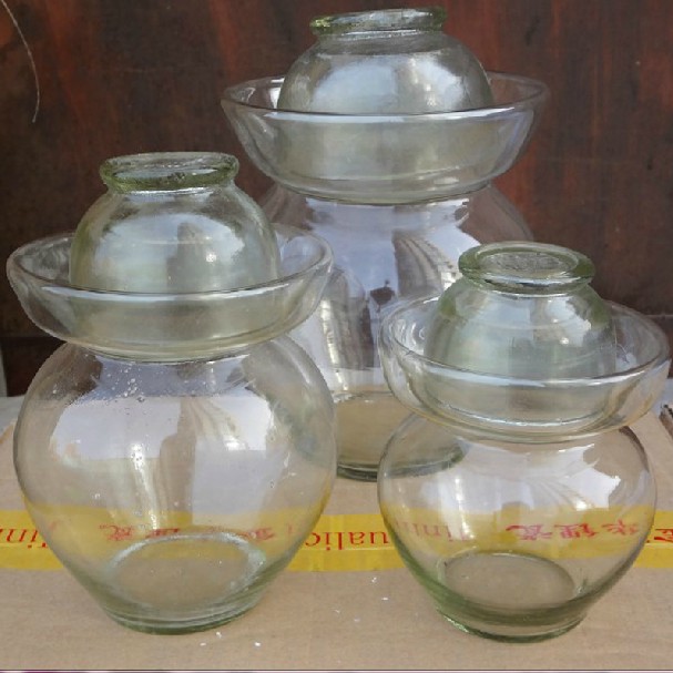 批发水封坛四川泡菜坛自酿红酒瓶玻璃坛腌菜坛子泡菜罐子玻璃坛子