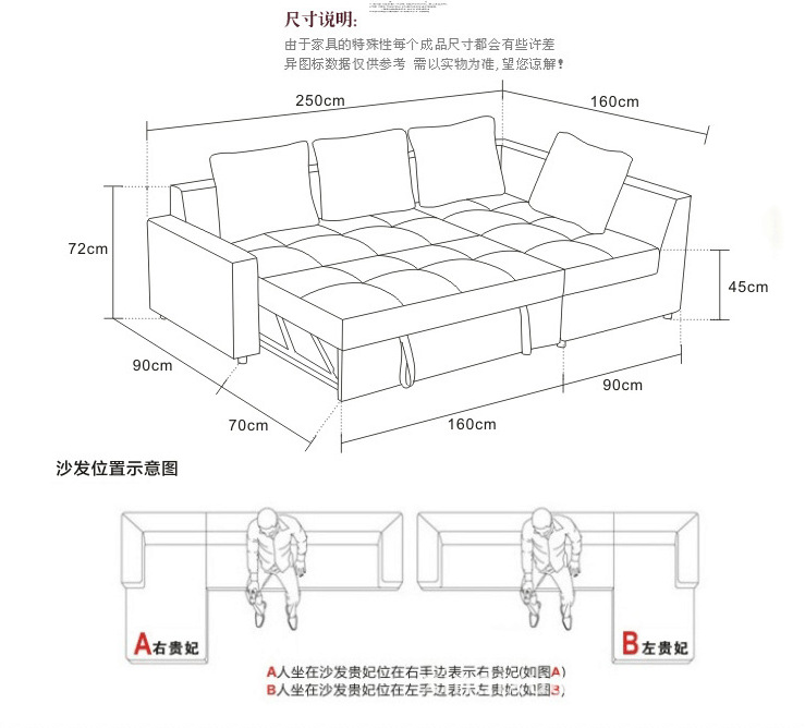 多功能折叠沙发床 储物推拉沙发 客厅转角组合沙发 可拆洗沙.