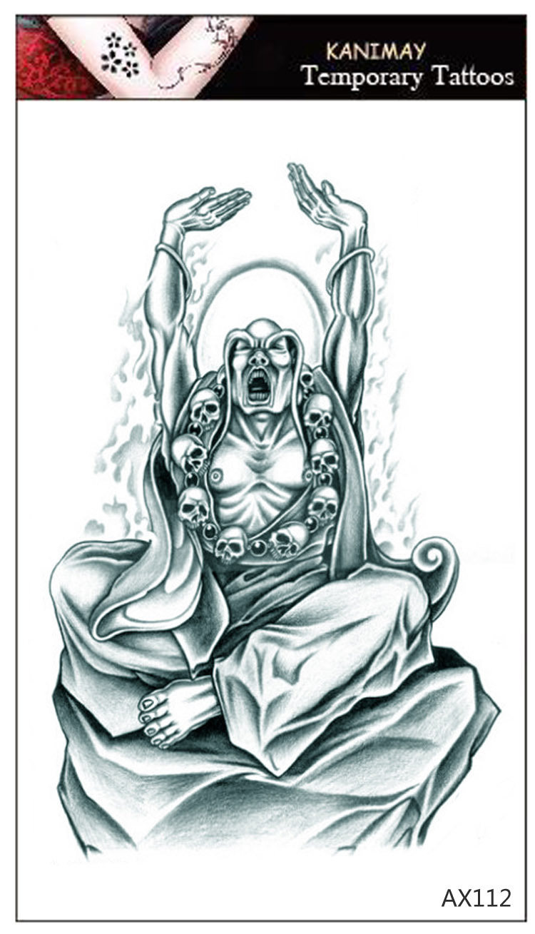 厂家供应 纹身贴花臂 佛教刺青纹身贴纸 防水 男 批发 ax112