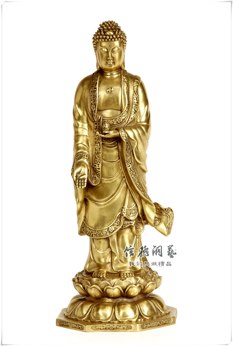 信德铜器批发纯铜阿弥陀佛高30厘米站相